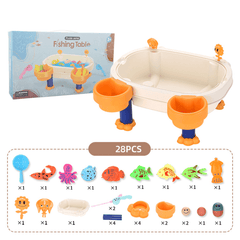 Mesa de pesca creativa para montar en casa, plataforma de pesca magnética para playa de verano, rompecabezas interactivo entre padres e hijos, juguete educativo para niños, 28 piezas