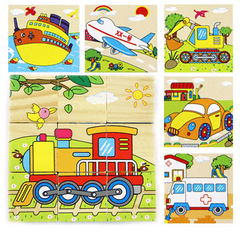 Blocs de puzzle de dessin animé pour enfants Jouets éducatifs colorés en bois pour enfants