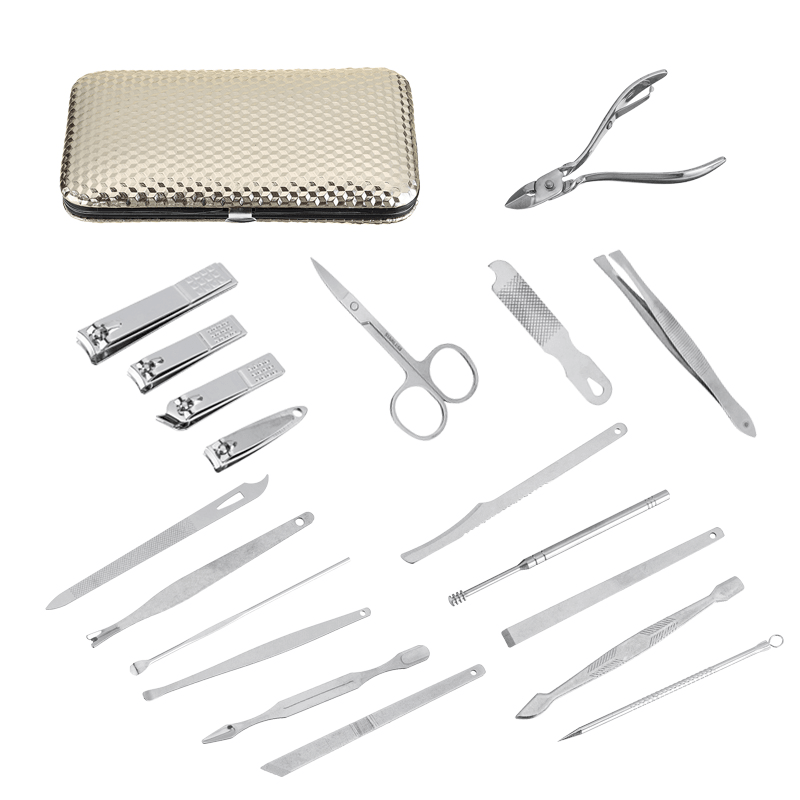 Ensemble de 19 coupe-ongles en acier inoxydable pour pédicure et manucure, kit de nettoyage des cuticules