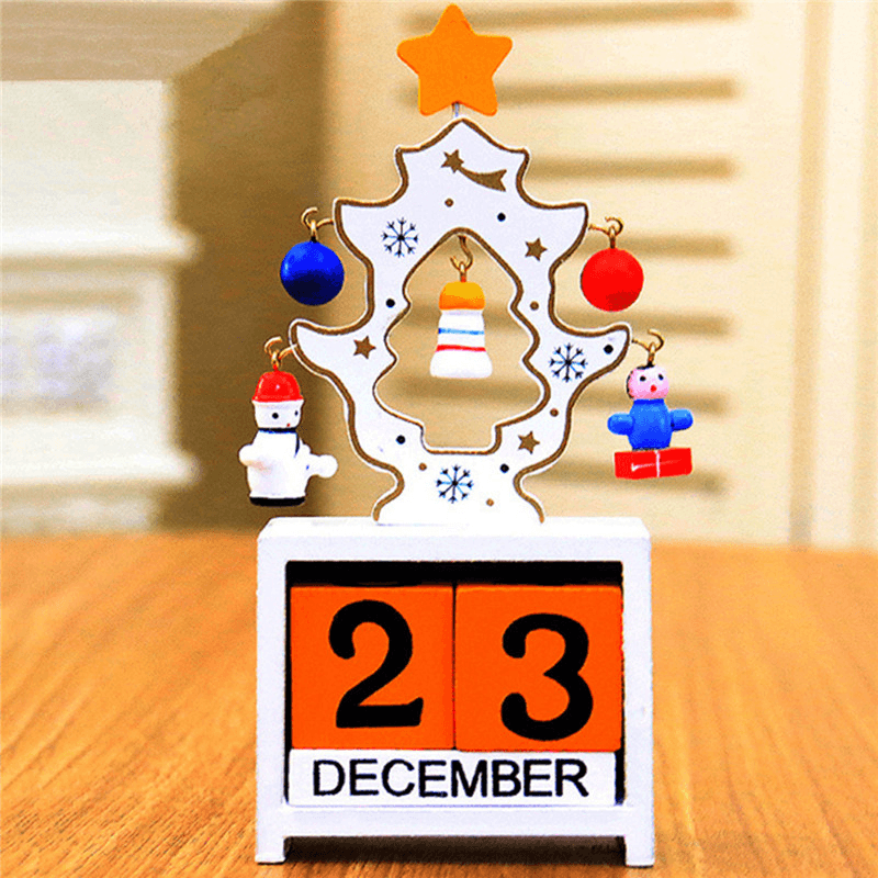 Mini calendrier en bois pour décoration de table et de bureau, cadeau créatif de Noël