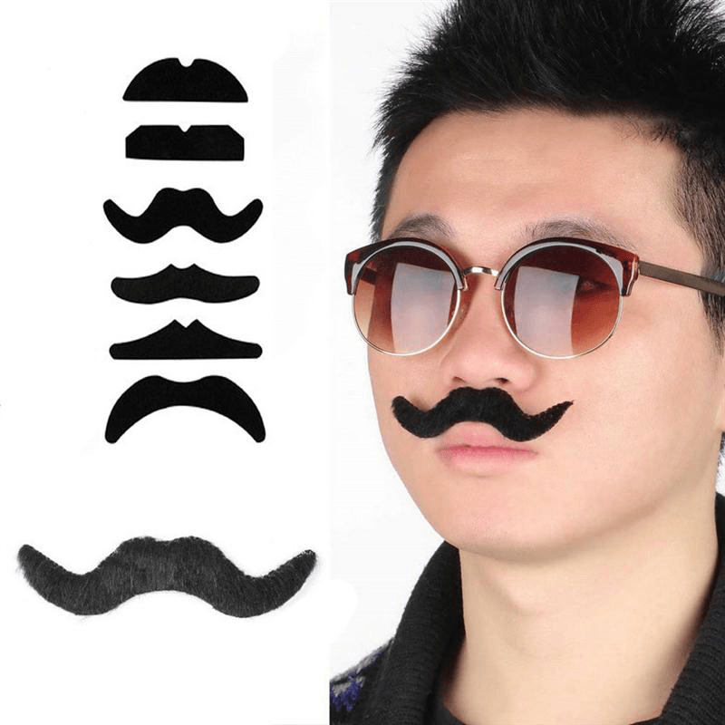 Lot de 12 faux jouets autocollants pour déguisement de moustache pour Halloween