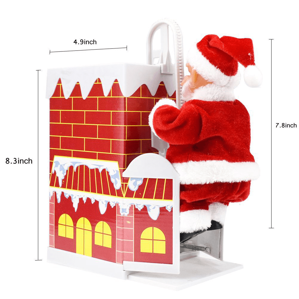 Christmas Gift Santa Claus Electric Climb Chimney 8.3 Inch Music Play Novelty Toys