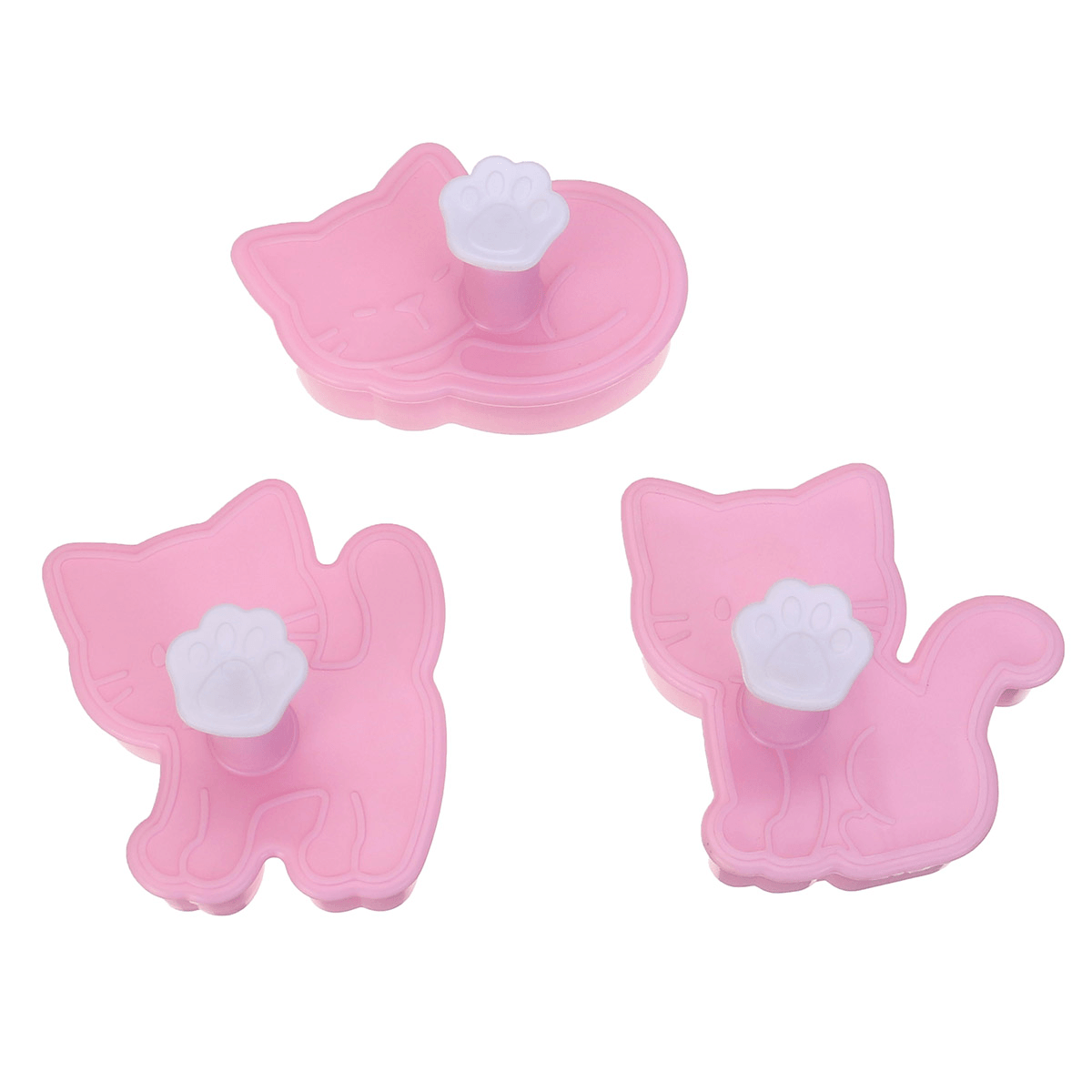 Juego de 3 cortadores de galletas con forma de gato, molde para fondant, para repostería, utensilios de cocina