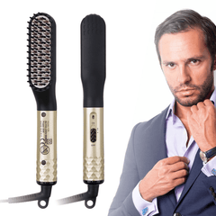 Coiffeur électrique multifonction 110-240 V, peigne chauffant électrique et brosse lissante pour barbe avec cordon rotatif à 360 °