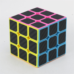 Classic Magic Cube Toys 3X3X3 PVC Sticker Block Puzzle Speed Cube Fibre Carbon