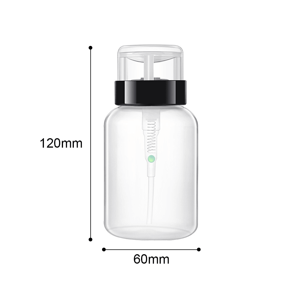 1 bouteille vide rechargeable en plastique de 200 ml pour dissolvant de vernis à ongles, bouteille distributrice de liquide à pression pour alcool, nettoyant pour gel UV pour nail art