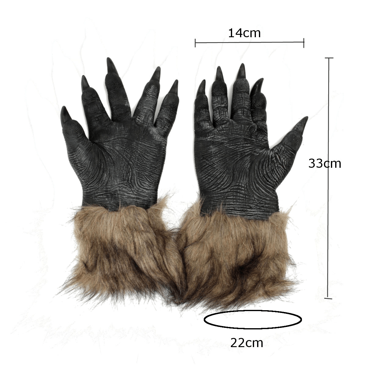 1/2PC Máscara de látex de goma con cabeza de lobo y guantes de hombre lobo para fiesta de Halloween, cosplay aterrador