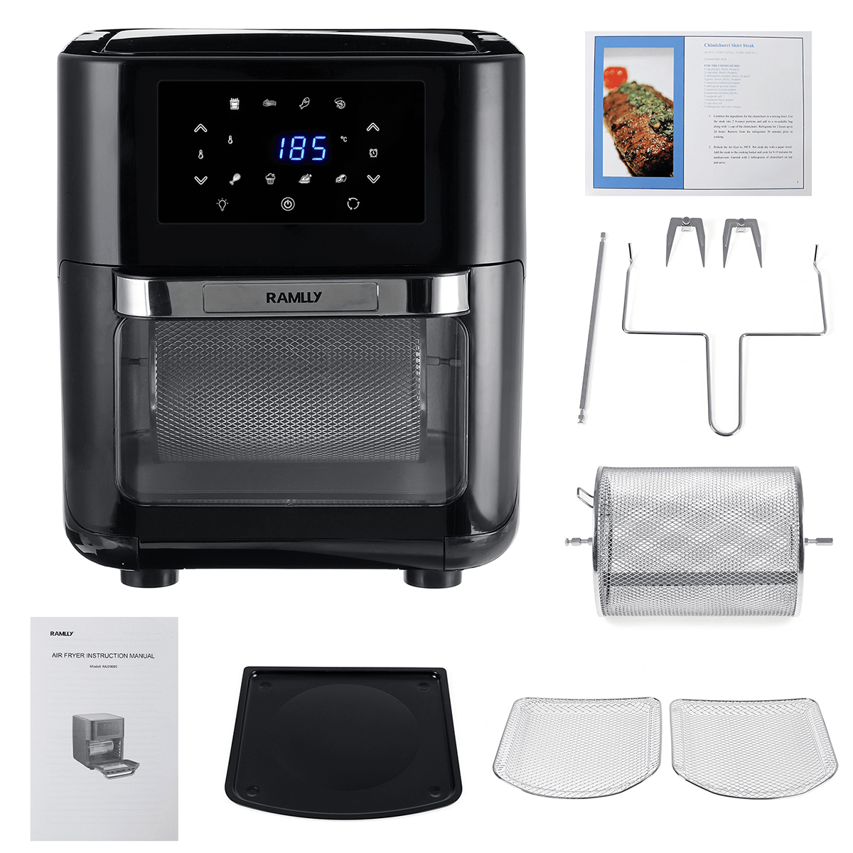 1700W 10L Multifunction Electric Hot Air Fryers Oven Oilless Cooker Healthy Food Fryer Cooker Touch LCD Electric Deep Fryer