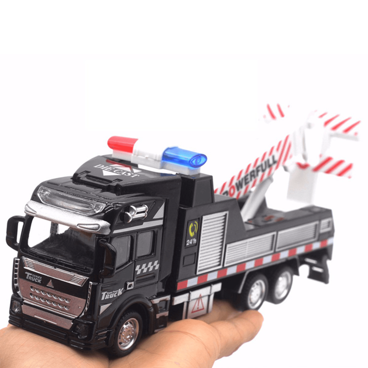 Modelo de coche de aleación a escala 1:48, juguete para niños, mini camión de remolque policial de rescate, regalo de cumpleaños