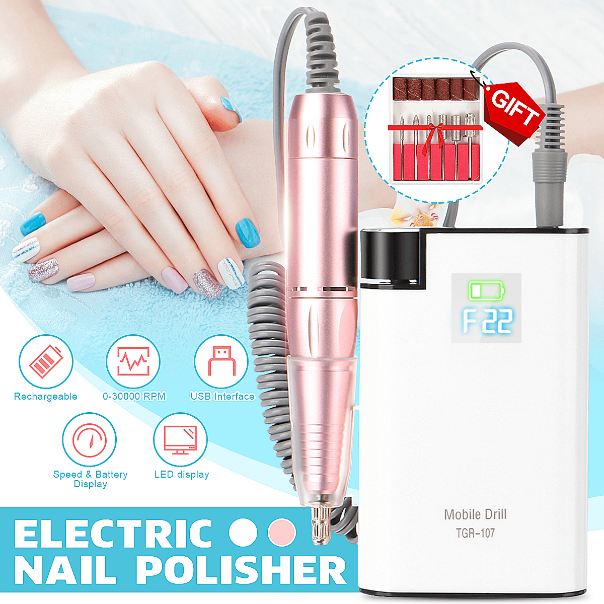 Charging 110 ~ 220V Wide Voltage Portable Nail Polisher