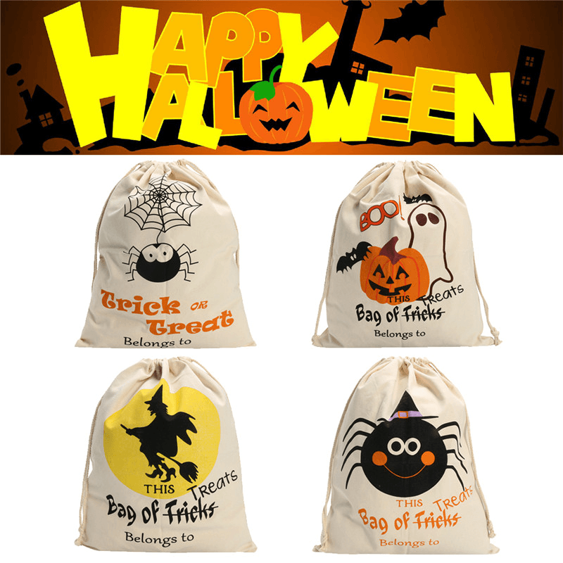 Sacs en toile pour citrouille d'Halloween Sac à cordon de serrage Beam Port Sacs cadeaux pour bonbons