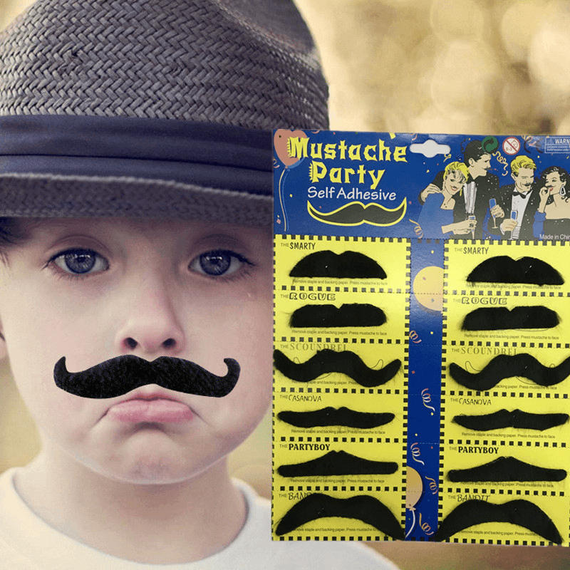 Lot de 12 faux jouets autocollants pour déguisement de moustache pour Halloween