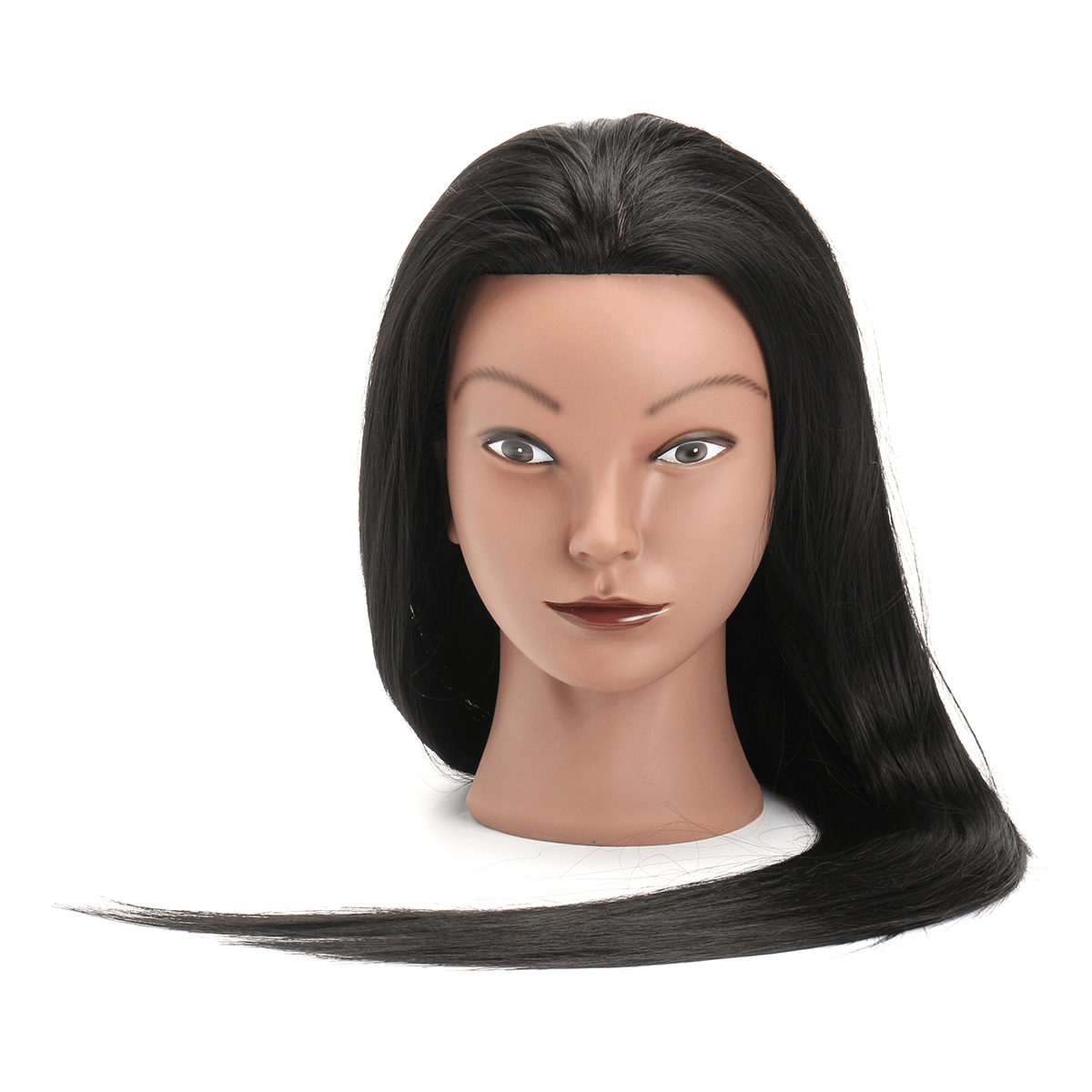 Tête de mannequin de formation de coiffure en cheveux humains noirs de 27 pouces, 30 %