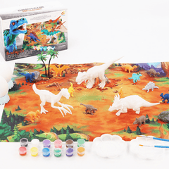 38Pcs Jungle Wildlife Animal Diecast Dinosaur Model Puzzle Drawing Early Education Set Toy for Kids Gift