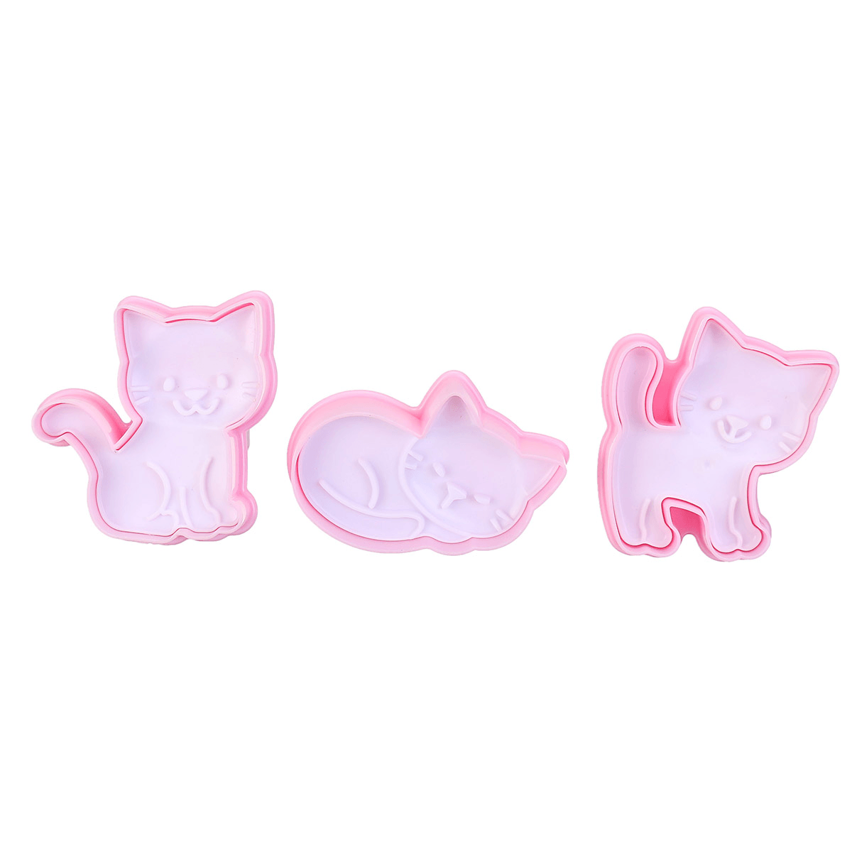 Juego de 3 cortadores de galletas con forma de gato, molde para fondant, para repostería, utensilios de cocina