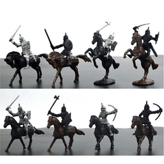 Figuras y accesorios de soldado, caballero y caballo, modelo fundido a presión para niños, juguetes de regalo de Navidad, 28 piezas