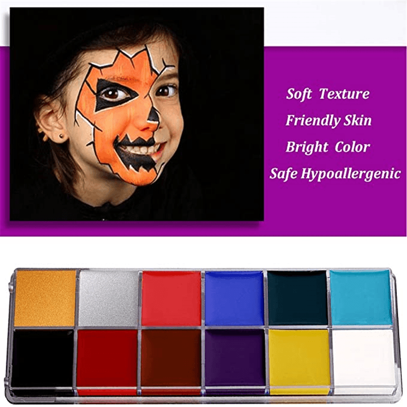 12 couleurs de peinture pour le visage et le corps, kits de peinture à l'huile pour le visage, peinture professionnelle, fête d'Halloween, maquillage fantaisie pour adultes et enfants