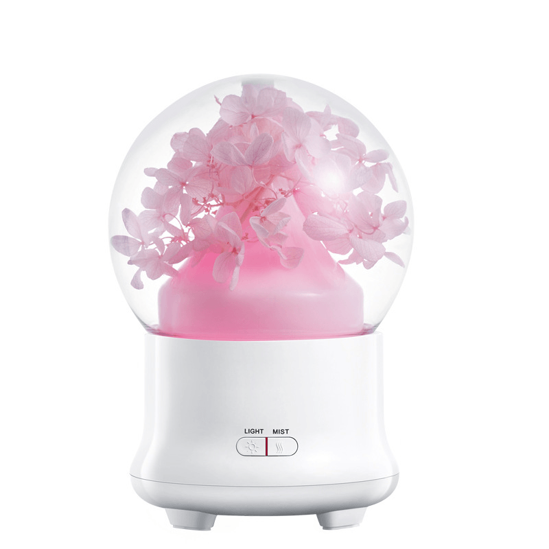 Humidificador de aroma mini con flores inmortales de 4 colores, difusor de aceites esenciales, purificador y atomizador para spa