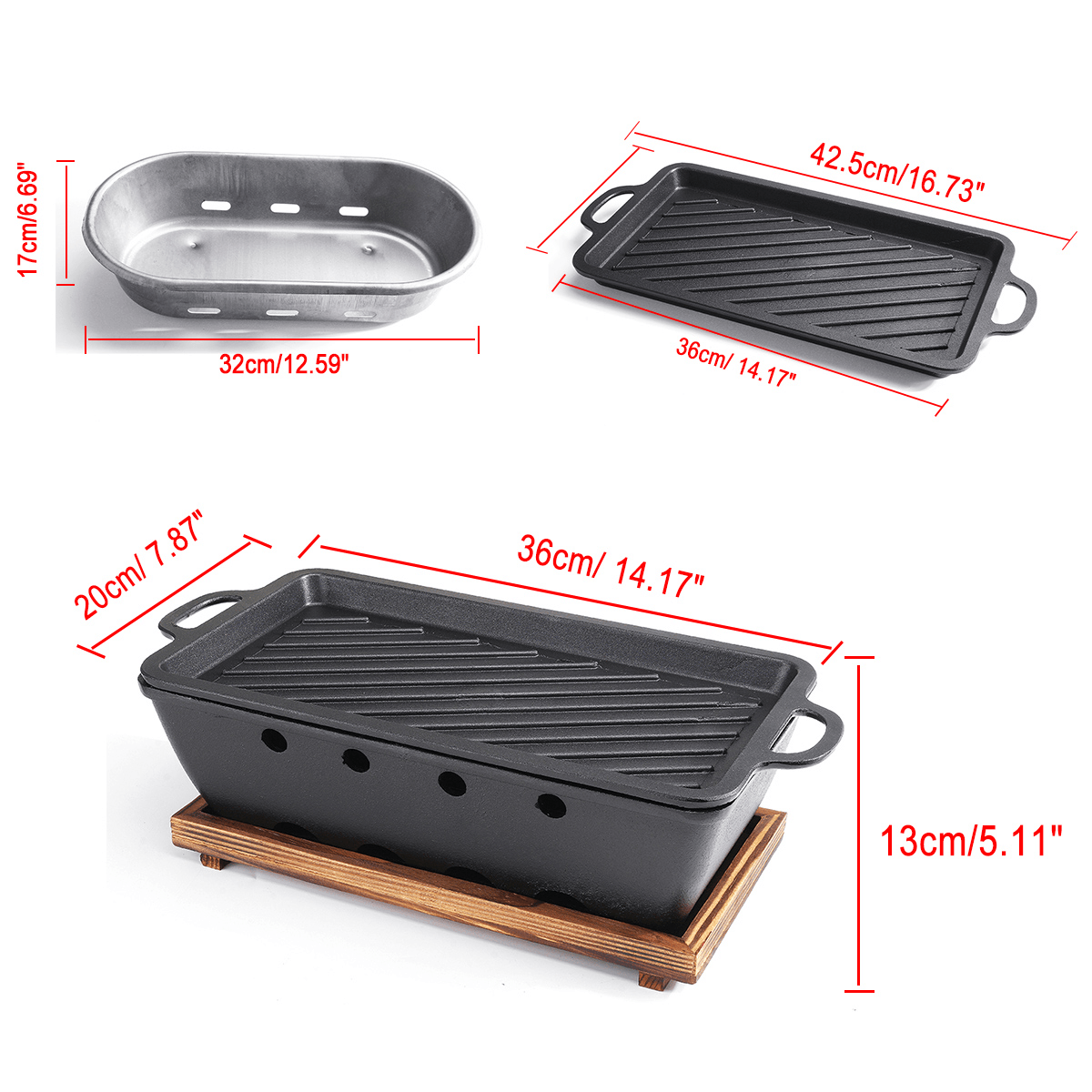 36*13*20CM Outdoor Mini BBQ Charcoal Grill Barbecue Kits for Garden Yard Party