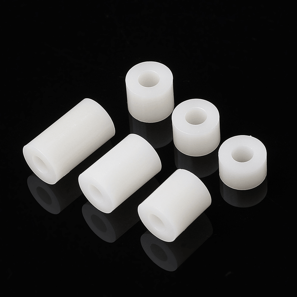 100 piezas M3 de nailon blanco ABS sin rosca espaciador hueco redondo para placa PCB 4/5/6/8/10/12 mm