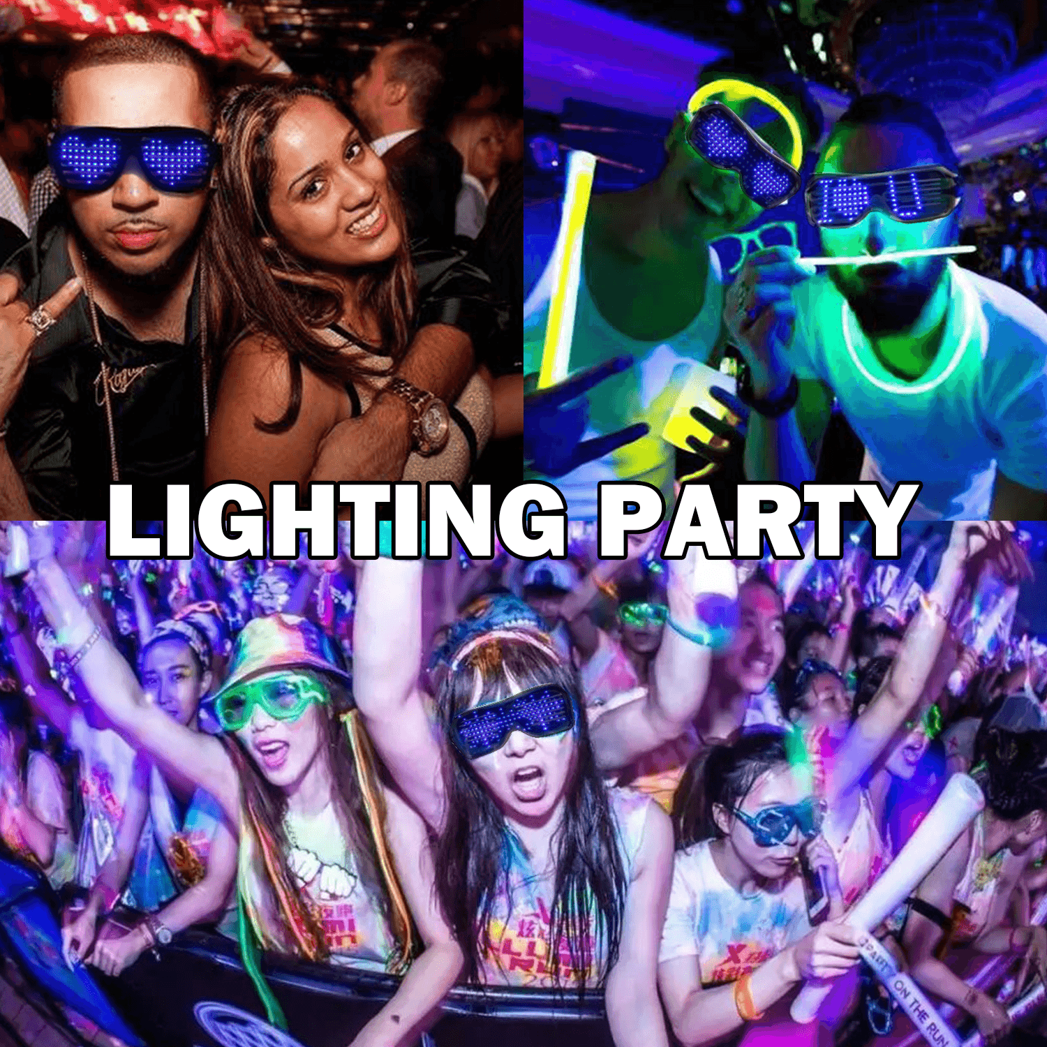 Lunettes d'affichage LED de chargement USB de texte programmable Bluetooth dédiées à la discothèque DJ fête de vacances anniversaire jouet pour enfants cadeau