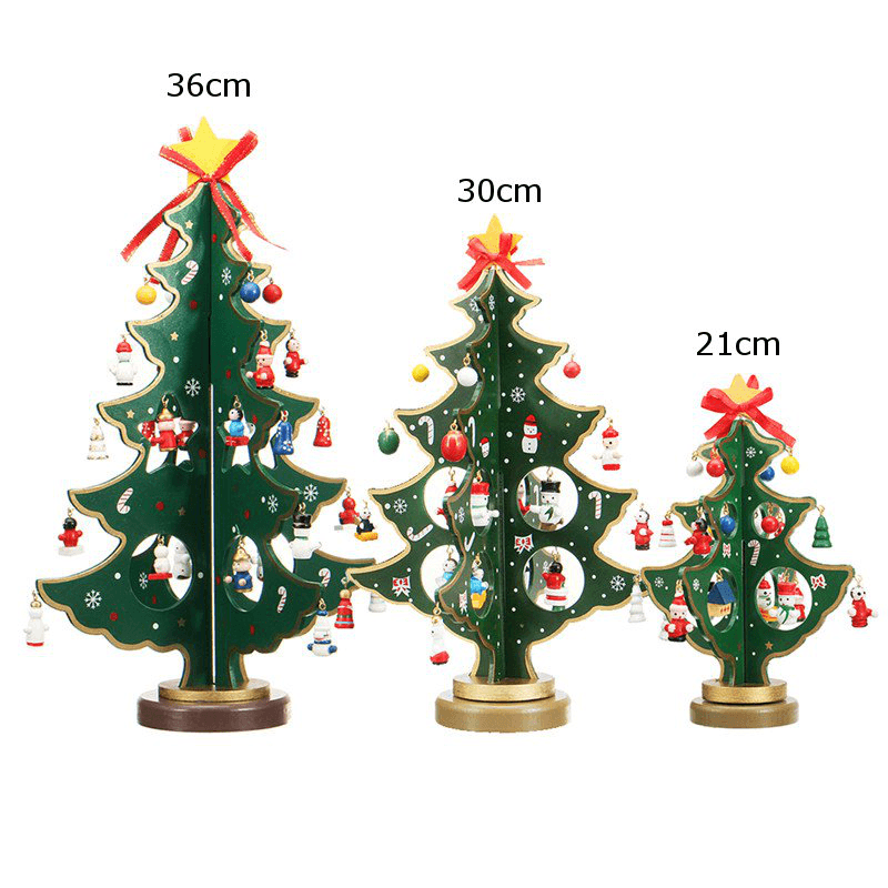 Décoration de table de sapin de Noël en bois 3D à suspendre