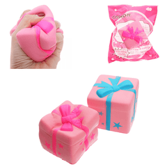 Gift Box Cake Squishy Phone Strap Toy 7.5CM Slow Rising with Original Packaging