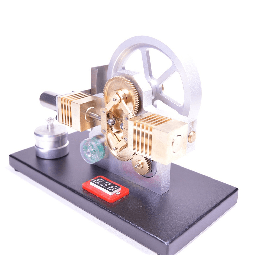 Moteur Stirling à air chaud à entraînement par engrenages horizontaux Enjomor, modèle de générateur d'électricité à LED avec voltmètre