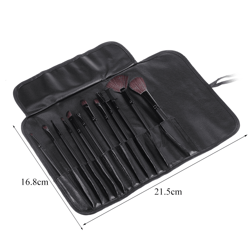 Ensemble de pinceaux de maquillage 12 pièces Kit de pinceaux de maquillage cosmétiques avec étui en cuir Fond de teint Eyeliner Estompeur Anti-cernes Mascara Fard à paupières Poudre pour le visage