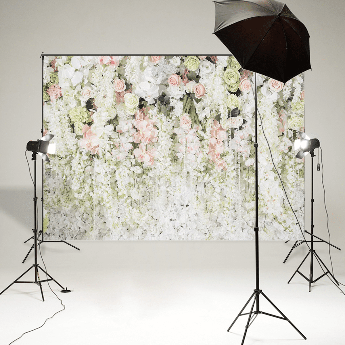 0,9 x 1,5 m, 1,5 x 2,1 m, 1,8 x 2,7 m, toile de fond murale pour studio de photographie, motif fleurs blanches, pour anniversaire, mariage, fête