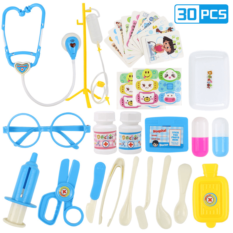 30/33/34/38/45/51Pcs Simulation Medical Role Play Pretend Doctor Game Equipment Set Early Educational Toy with Box for Kids Gift