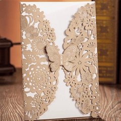 10Pcs Gold Paper Wedding Invitation Envelope Laser Cut Wedding Invitation Cards Birthday Party Card