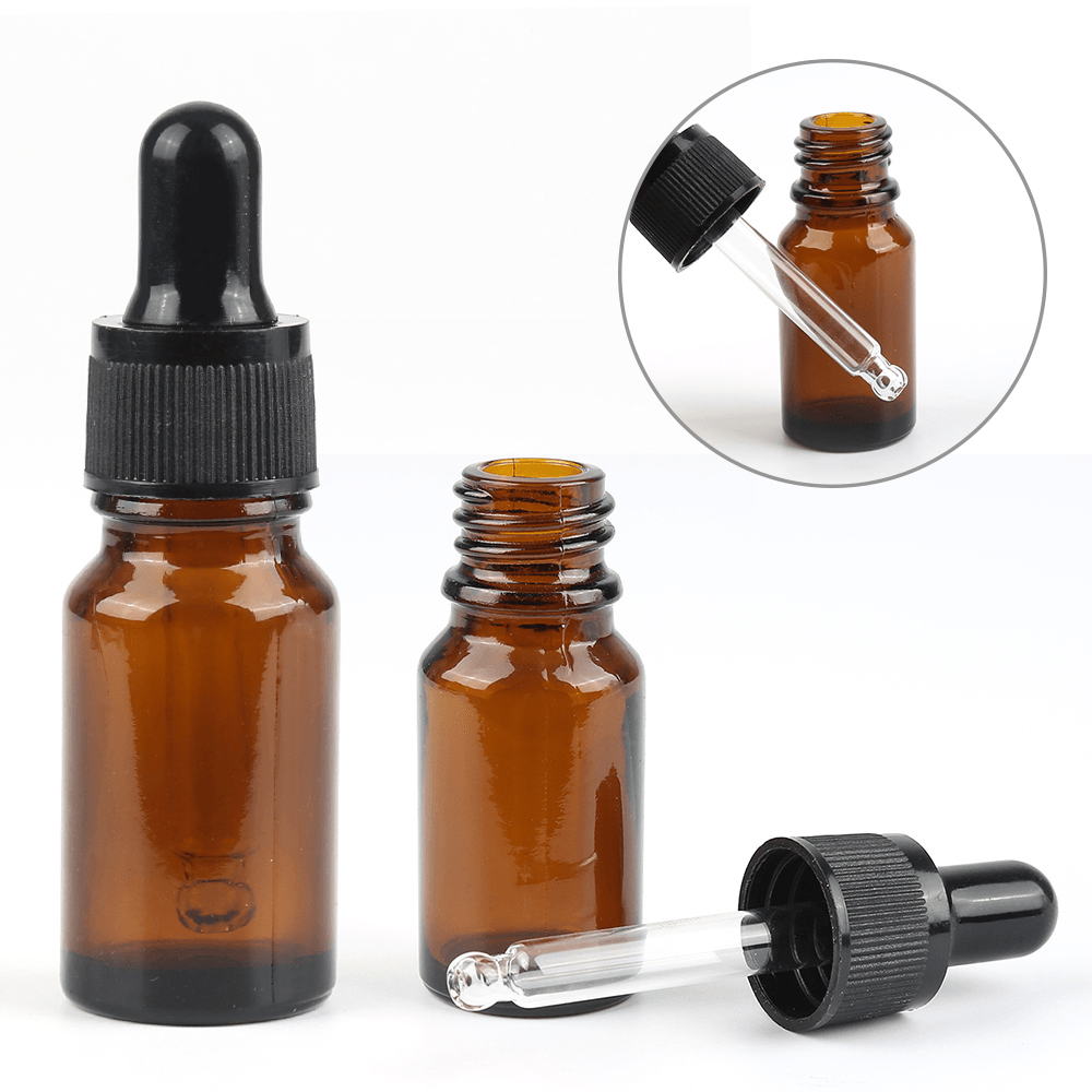 Flacons compte-gouttes de 10 ml, flacons de réactif liquide compte-gouttes marron, mini pot en verre ambré pour aromathérapie, pot de voyage