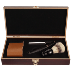 Kit de rasage pour barbier, rasoir droit, blaireau, cuir, boîte en bois