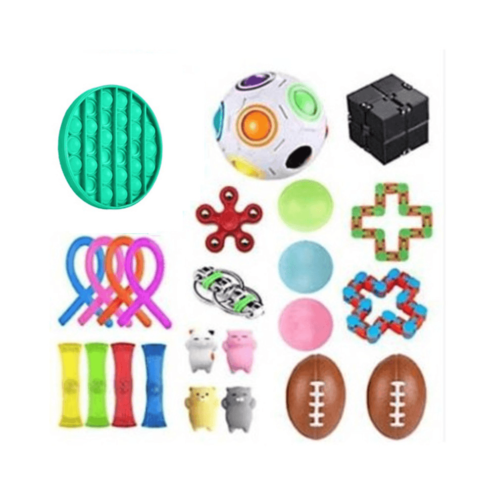 DIY Fidget Toys Set Squeeze Dice Drawstring Magic Cube Stress Relief and Anti-Anxiety Toys for Kids and Adults