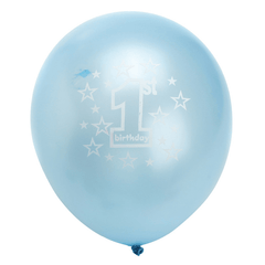 Lot de 10 ballons gonflables nacrés imprimés pour le 1er anniversaire d'un garçon bleu, décoration de Noël