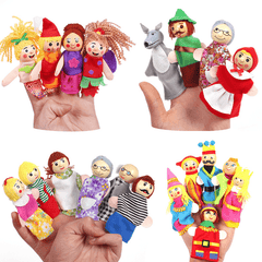 Juego de 7 tipos de marionetas de dedo familiares para Navidad, muñecos de tela suave para niños, regalo para niños, juguetes de peluche