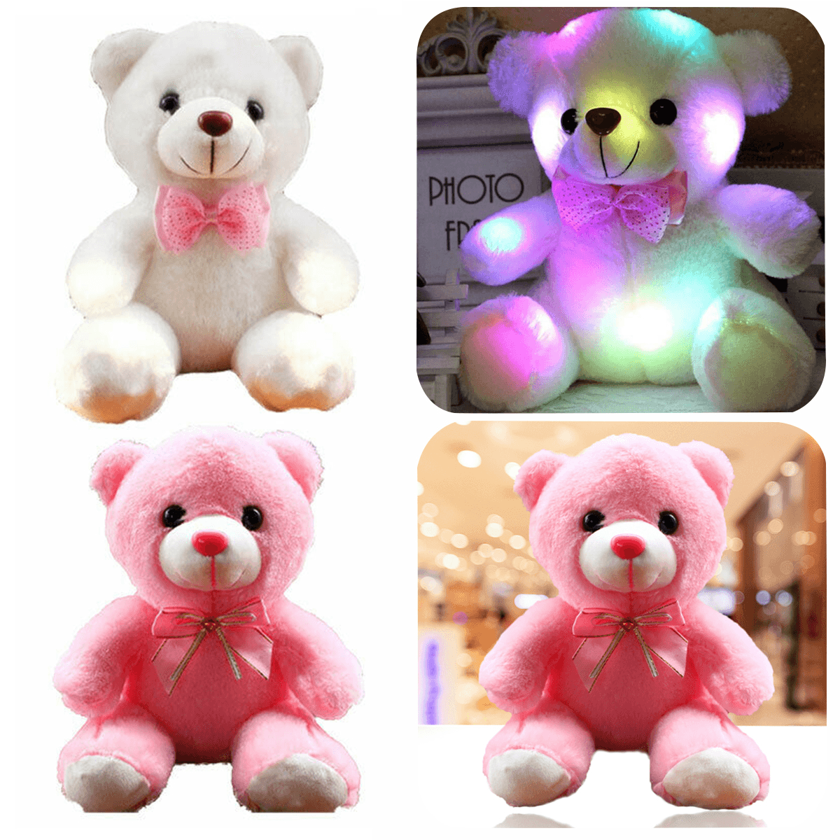 Osito de peluche suave y bonito para niñas con luz LED, regalo de Navidad para niños