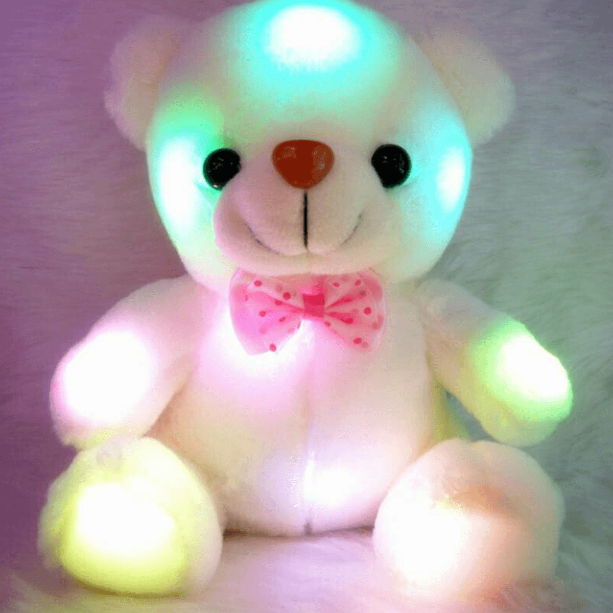 Osito de peluche suave y bonito para niñas con luz LED, regalo de Navidad para niños