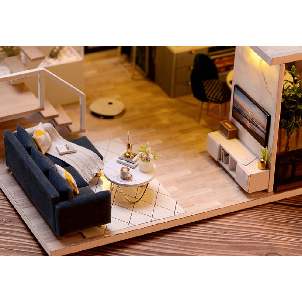 CUTEROOM L-032-B Cozy Time Space Sense Innovative Design Double-Layer LOFT Assembled Doll House with Furniture