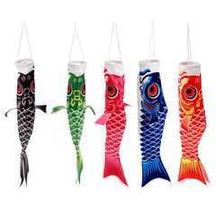 Bandera de carpa Koi Nobori de estilo japonés de 40 cm, manga de viento, pez Koinobori, cometa impermeable, mascota, artesanía, decoración colgante