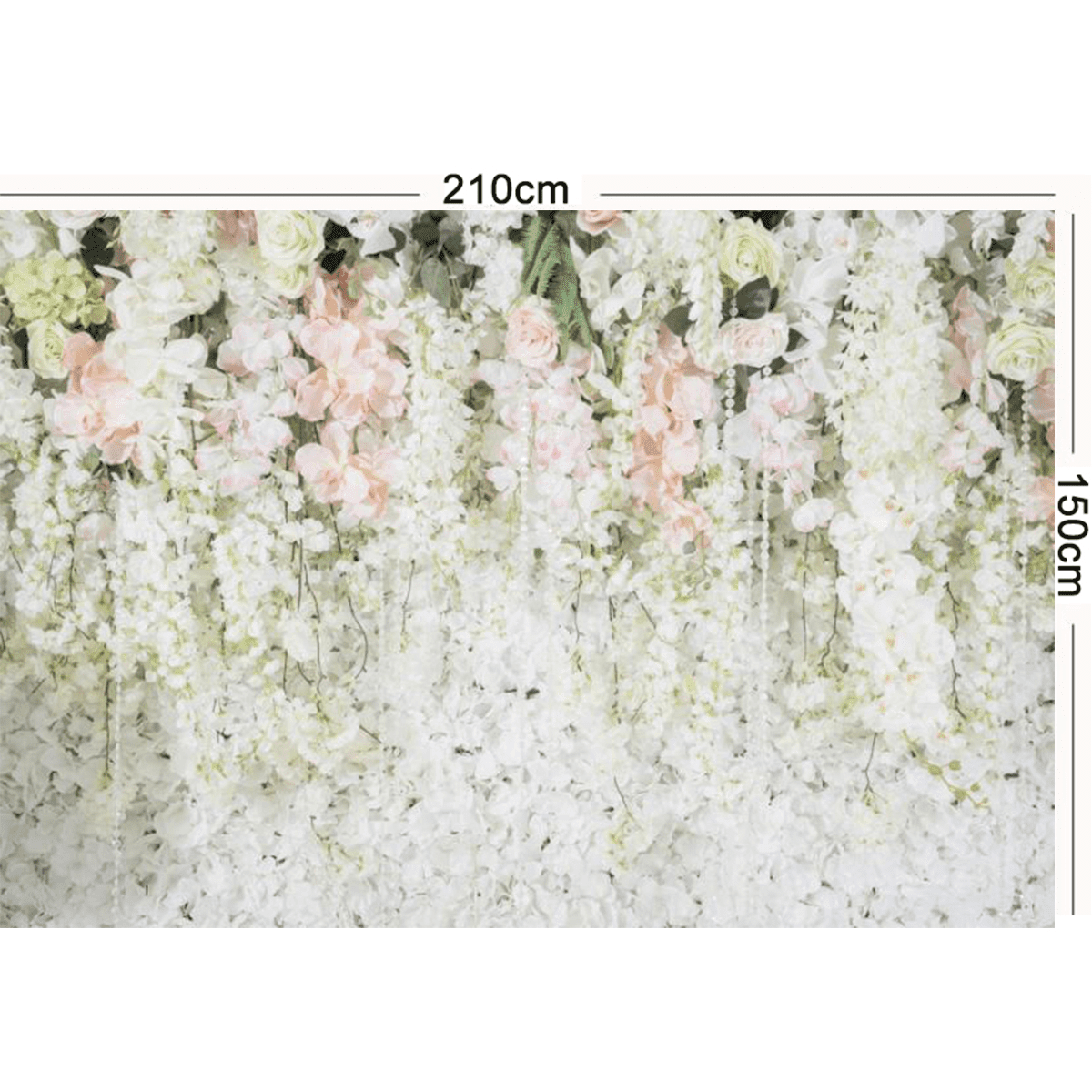 0,9 x 1,5 m, 1,5 x 2,1 m, 1,8 x 2,7 m, toile de fond murale pour studio de photographie, motif fleurs blanches, pour anniversaire, mariage, fête