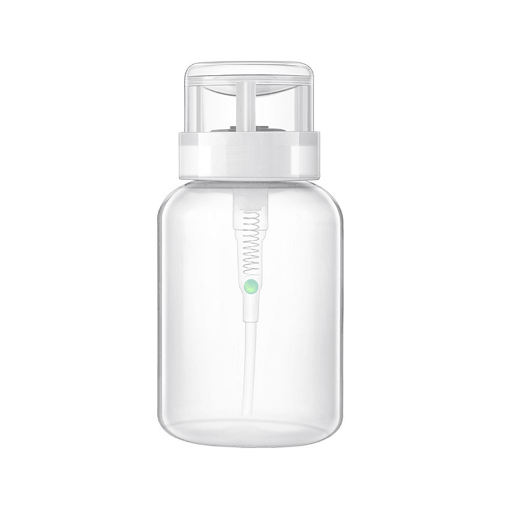 1 bouteille vide rechargeable en plastique de 200 ml pour dissolvant de vernis à ongles, bouteille distributrice de liquide à pression pour alcool, nettoyant pour gel UV pour nail art