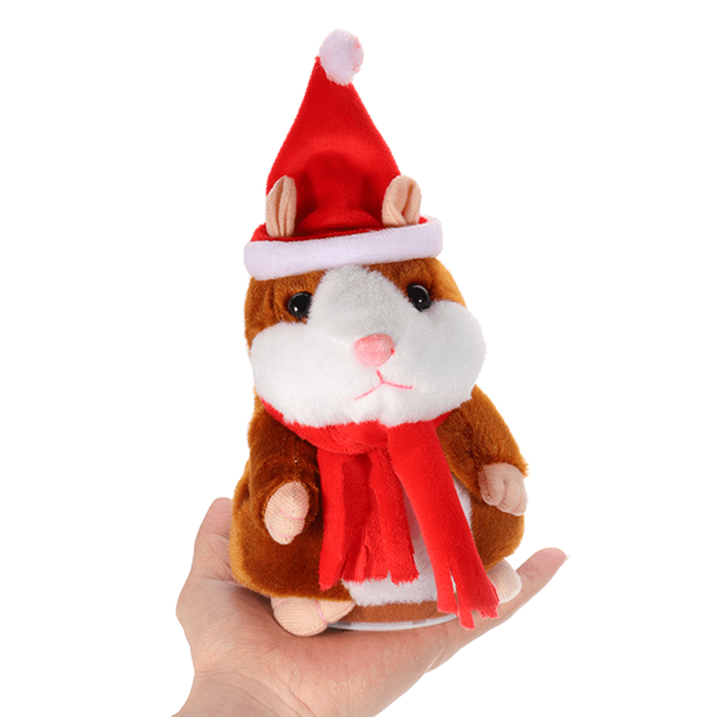 18CM Lovely Talking Hamster Christmas Plush Toy Speak Talking Sound Record Hamster Talking Toys