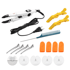 Kit d'outils pour extensions de cheveux collées avec connecteur thermique pour pistolet à fusion à chaud 100-220 ℃