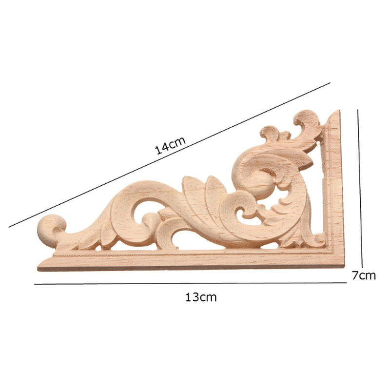 13*7CM Autocollant de sculpture sur bois Applique d'angle Cadre pour décoration de porte d'armoire murale