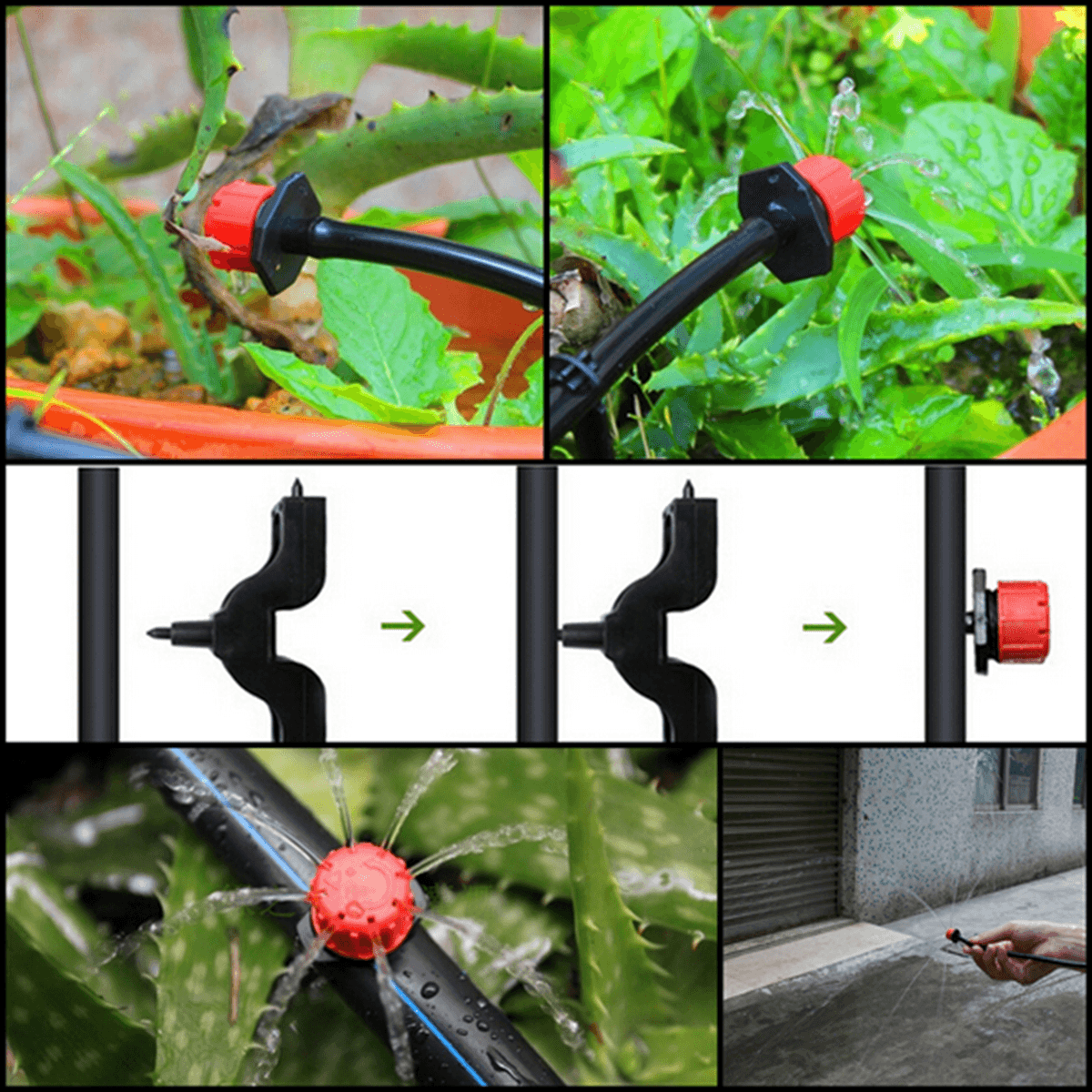 100Pcs Adjustable Micro Drip Irrigation Watering Anti-Clogging Emitter Dripper Watering System Automatic Hose Kits Connector