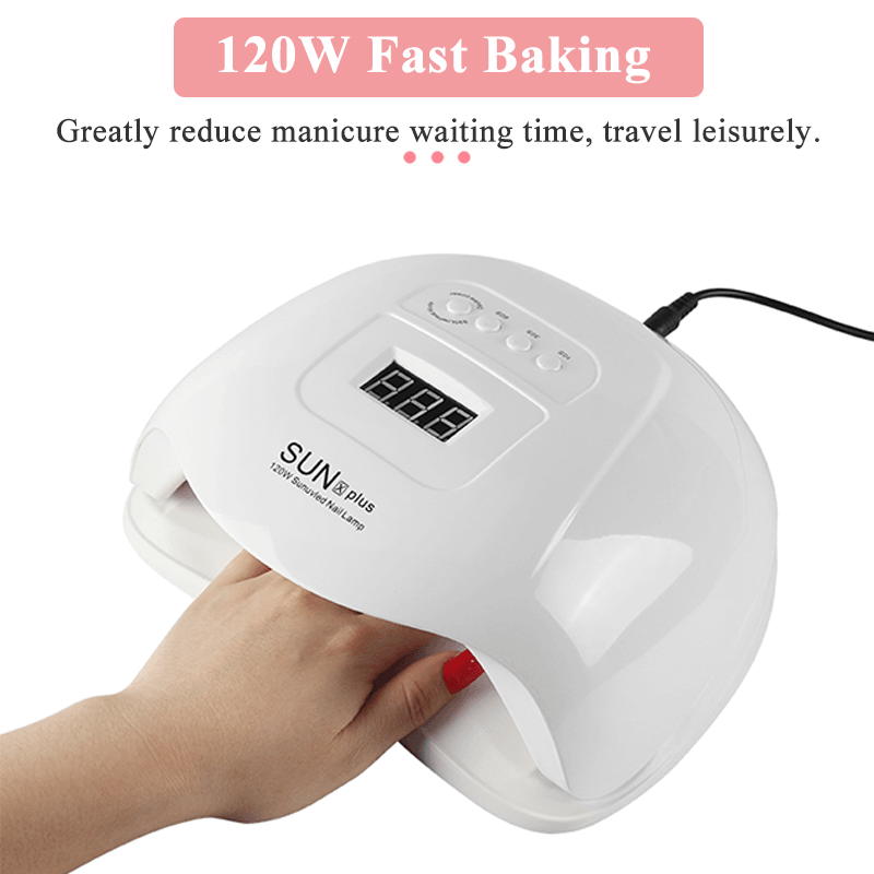 Machine de luminothérapie pour ongles 120 W Séchage rapide Vernis à ongles indolore Cuisson de colle Lampe UV