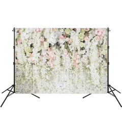 0,9 x 1,5 m, 1,5 x 2,1 m, 1,8 x 2,7 m, toile de fond murale pour studio de photographie, motif fleurs blanches, pour anniversaire, mariage, fête