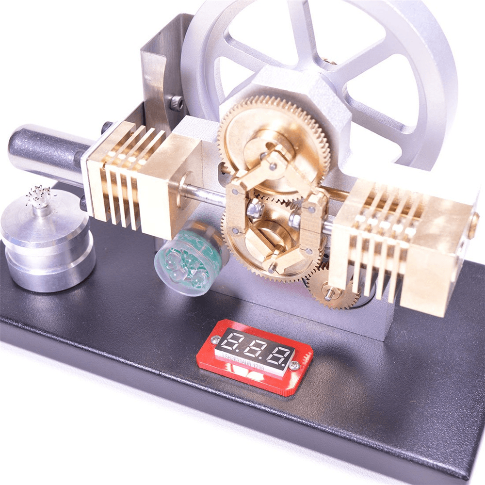 Moteur Stirling à air chaud à entraînement par engrenages horizontaux Enjomor, modèle de générateur d'électricité à LED avec voltmètre